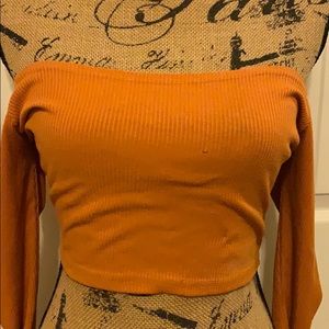 Long sleeve off the shoulder crop top